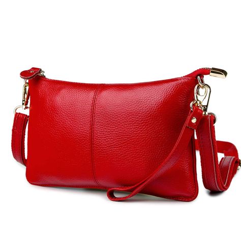 PRICES MAY VARY. MATERIAL - This small cross body purse is made of high quality genuine leather with fabric lining, gold hardware and high quality zipper, soft hand feeling and durable for years. DIMENSIONS & WEIGHT - 9.4 * 0.4 * 5.9" (L*W*H), Wrist strap: 7.5", Shoulder strap: 20" (shortest length) - 45" (longest length), Weight: 0.45Lb. Please pay attention to the size before pay for the order! STRUCTURE - 1 main capacity with closure zipper ( inside: 1 big and 1 small open bit, 1 hidden zip p Smartphone Bag, Crossbody Clutch Purse, Clutch Bag Wedding, Leather Crossbody Bag Small, Rose Purple, Leather Clutch Wallet, Wristlet Purse, Evening Clutch Bag, Wristlet Wallet