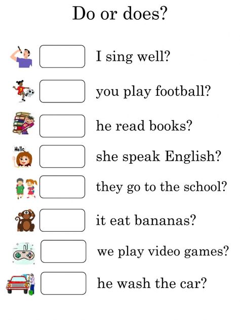 Auxiliary Verb Do interactive exercise for Grade 3. You can do the exercises online or download the worksheet as pdf. Verb To Do Grammar, English Exercises Worksheets, Do Does, Ingles Kids, Materi Bahasa Inggris, English Grammar Exercises, English Worksheets For Kindergarten, Simple Present Tense, Reduce Thigh Fat