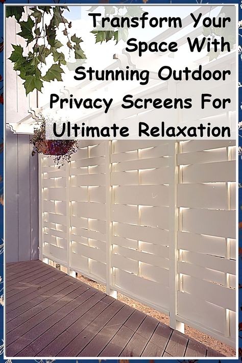 Discover how outdoor privacy screens can elevate your outdoor living experience! Our guide on stunning outdoor privacy screens reveals creative ideas to transform your space into a serene retreat. Whether you seek seclusion for relaxation or a stylish backdrop for entertaining, these screens offer both functionality and aesthetic appeal. Explore various designs and materials to find the perfect fit for your garden or patio, ensuring ultimate comfort and tranquility. Outdoor Privacy Screens, Privacy Screen Outdoor, Outdoor Privacy, Privacy Screens, Privacy Screen, Creative Ideas, Outdoor Space, Outdoor Living, Relaxation