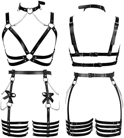 Body Harness Fashion, Incubus Oc, Goth Harness, Black Over Knee Boots, Creative Outfit Ideas, Leather Harness Women, Harness Outfit, Wwe Outfits, Thigh Harness