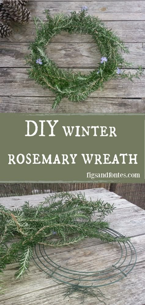 Rosemary Wreath Diy, Rosemary Winter, Rosemary Diy, Rosemary Wreath, Herb Wreath, Winter Wreath Diy, Christmas Wreaths Diy Easy, Easy Diy Wreaths, Diy Winter