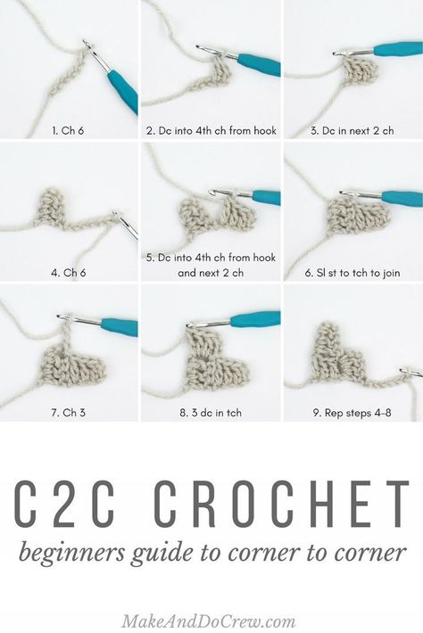 Learn how to corner to corner crochet (c2c) in this beginner tutorial. With c2c crochet you can crochet pictures and words from charts. So fun! What Is C2c Crochet, How To Crochet Corner To Corner, C2c Crochet Tutorial, Scrap Afghan, Crocheting Blanket, Projek Mengait, Crochet Help, Crochet Pictures, Corner To Corner Crochet Pattern