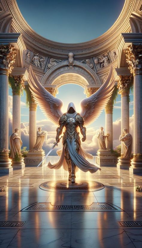 ♔ Anges Guerriers ♔ Angels Warriors Archanděl Michael, Angel Artwork, Heaven Art, Beautiful Angels Pictures, Angel Warrior, Greek Mythology Art, Digital Art Gallery, Jesus Christ Images, Spiritual Experience