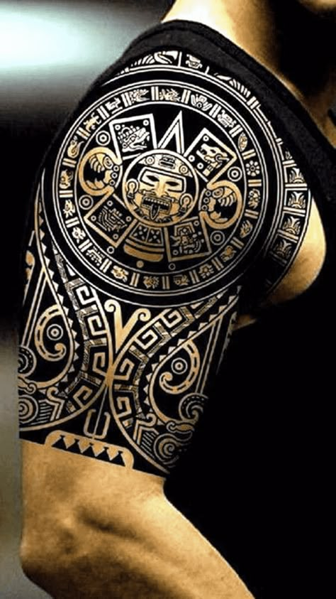 Aztec Tattoo Design Images (Aztec Ink Design Ideas) Maori Leg Tattoo, Maori Tattoo Meanings, Ta Moko Tattoo, Aztec Tattoos Sleeve, Tato Maori, Mayan Tattoos, Chris Garver, Aztec Tattoos, Aztec Tattoo Designs