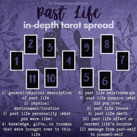 Tarot Spreads For Passed Loved Ones, Pet Tarot Spread, Past Life Tarot Spreads, Birth Tarot Card, Fun Tarot Spreads, Tarot Meanings Cheat Sheets, Divination Magic, Oracle Spreads, Tarot Card Layouts