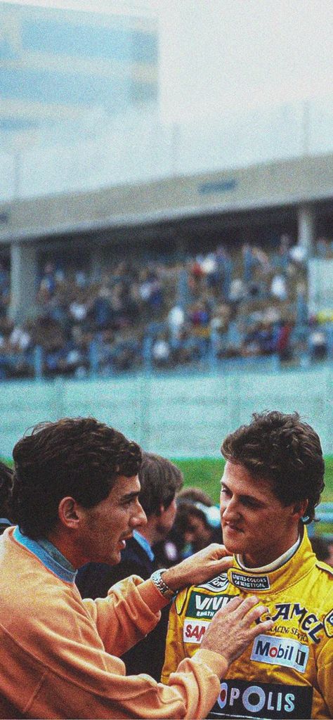 Ayrton Senna And Michael Schumacher, Ayrton Senna Wallpaper 4k, Ayrton Senna Aesthetic, Senna And Schumacher, F1 Aesthetic Wallpaper, Senna Wallpaper, Formula 1 Aesthetic Wallpaper, F1 Poster Design, F1 Michael Schumacher