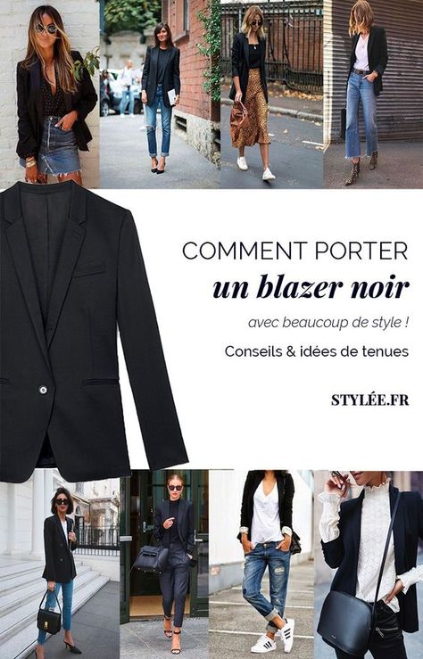 Look Blazer Noir, Outfit Avec Blazer Noir, Blazer Noir Outfit, Outfit Blazer Noir, Western Outfits Women Casual, Work Blazer Outfit, Black Vest Outfit, Jeans Blazer Outfit, Blue Blazer Outfit