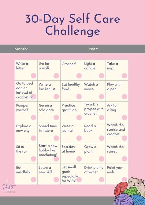 Grab this 30-Day Self Care Crochet Challenge while reflecting back on 2021! Crochet Challenge 30 Day, Crochet Challenge, Self Care Printable, Challenge 30 Day, Self Care Challenge, Crocheted Toys, Toys Crochet, Better Person, Crochet Things