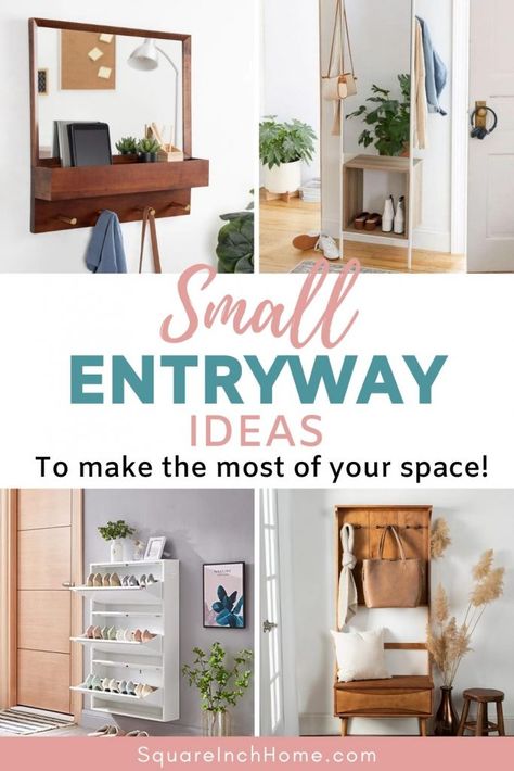 A small entryway is still possible even with a tiny space! Here are 18 small entryway ideas to help you make the most of your space. Alternative Entryway Ideas, Front Door Organization Entrance Small, Entryway Catch All Ideas, Narrow Entryway Storage, Corner Entryway Ideas, Living Room Entryway Ideas, Very Small Entryway Ideas, Small Entryway Storage Ideas, Tiny Entryway Ideas