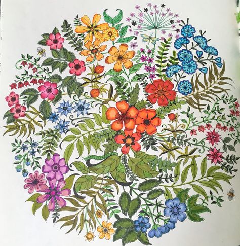 Secret Garden coloring book, Tom Bow markers Secret Garden Coloring Book Finished, Secret Garden Coloring, Secret Garden Book, Basford Secret Garden, Johanna Basford Secret Garden, Garden Coloring, Secret Garden Coloring Book, Garden Tattoos, Secret Garden Colouring