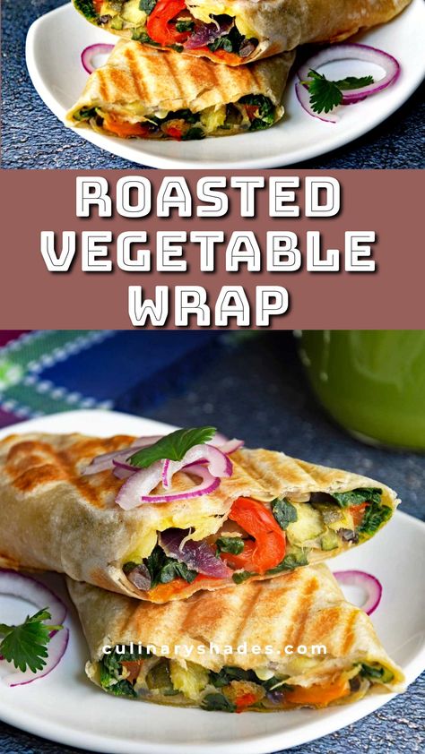 Grilled Veggie Wraps - Culinary Shades Roasted Veggie Wrap Recipe, Grilled Veggie Wrap, Veggie Wrap, I Lost 100 Pounds, Veggie Wraps, Veggie Sandwich, Roasted Vegetable, Lost 100 Pounds, Mediterranean Diet Recipes