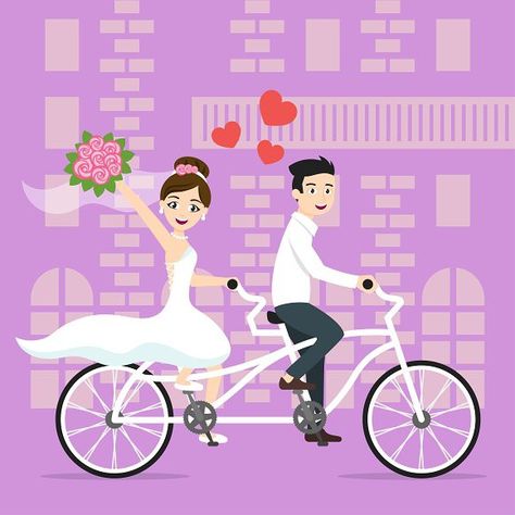 Bicycle Wedding, Romantic Drawing, Wedding Invitation Background, School Cartoon, Tandem Bike, Wedding Cards Handmade, Caricature Artist, Invitation Background, Diy Calendar