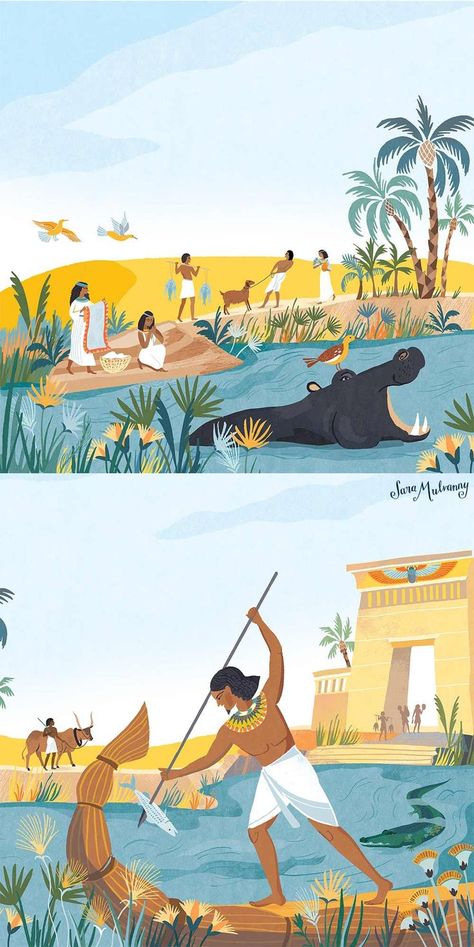 Illustration from ‘A Child’s Introduction to Egyptology: The Mummies, Pyramids, Pharaohs, Gods, and Goddesses of Ancient Egypt’ is a fully illustrated book for children aged 8 -11 years old. ©SaraMulvannyIllustrationLtd Egypt Poster, Egypt Project, Egypt Concept Art, Egiptul Antic, Pyramids Egypt, Ancient Egypt Art, Old Egypt, Egyptian Pyramids, Visit Egypt