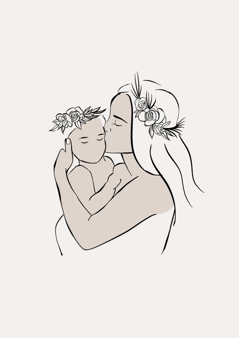 Mom Line Art, Mom And Baby Line Art, Mama Wallpaper, Mother And Baby Art, Line Art Family, Baby Line Art, Baby Art Print, Mothers Day Drawings, Mother Daughter Art