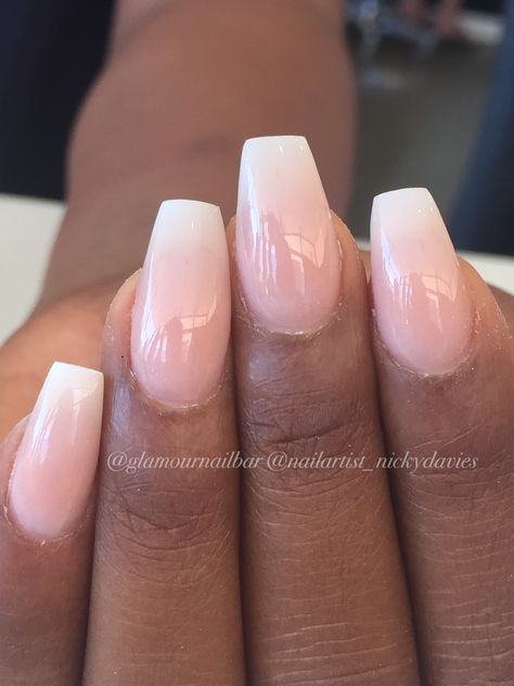 Subtle French ombré ✨ coffin nails Nude Ombre Nails Coffin, French Ombre Nails Coffin, Ombré French Nails, Ombré Coffin, Ombre Coffin, Coffin Nails Ombre, Ideas For Nails, Shellac Colors, French Ombre