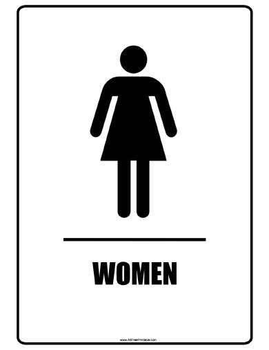 Free Printable Women Restroom Signs. Free Printable Women Restroom Signs, great free printable to save money and install at school, work place, small business, college or private facility women restroom. Print the Women Restroom Signs free using your laser or inkjet printer. You can use it as a temporary or permanent identification. For more durability of your Women Restroom Sign Toilet Signs Printable, Toilet Signage Printable, Free Printable Bathroom Signs, Restroom Signage Printable, Women Toilet Logo, Woman Bathroom, Ladies Bathroom Sign, Womens Bathroom Sign, Ladies Toilet Sign