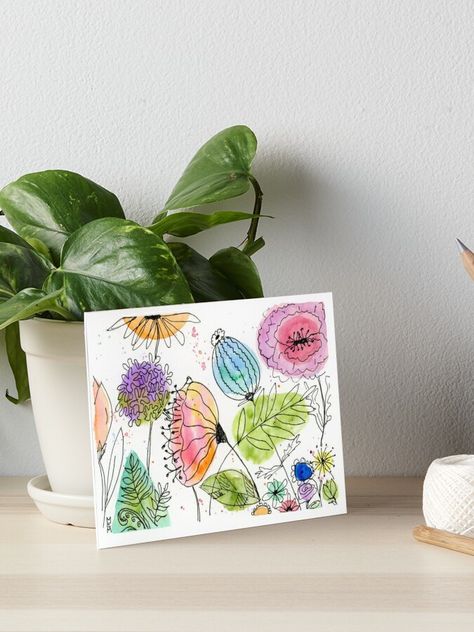 Doodle Watercolor Flowers, Watercolor Doodles Flowers, Cute Watercolor Doodles, Watercolor Activities, Card Painting Ideas, Fodder Art, Watercolor Hacks, Watercolour Doodles, Flower Pounding