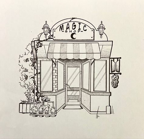 Magic Shop Fanart, Into The Magic Shop Book, Magic Shop Tattoo Ideas, Book Shop Drawing, Bts Magic Shop Tattoo, Magic Shop Illustration, Magic Shop Drawing, Bts Inspired Drawings, Magic Shop Aesthetic