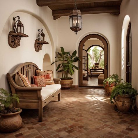 Mediterranean Interior Design Style, Hacienda Homes, Mediterranean Interior Design, Spanish Home Decor, Mediterranean Style House, Hacienda Style Homes, Mediterranean Interior, Mexico House, Mediterranean Style Homes