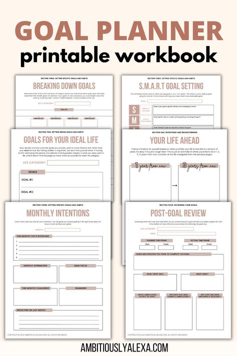 Vision Board Planning, Goal Setting Worksheet Printables, Goal Planner Printable Free, Goal Printable, Study Planner Printable Free, Goal Planner Free, Goal Planning Worksheet, Motivation Planner, Smart Goals Worksheet