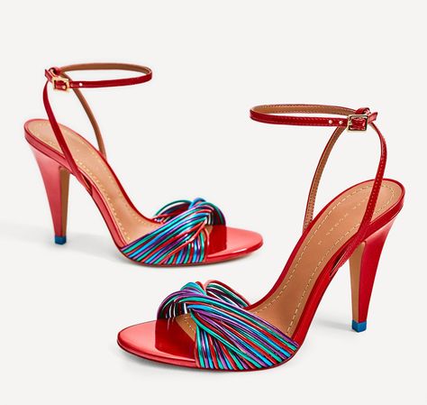 Primark Heels, Straps Heels, Multi Colored Heels, Coral Sandals, Color Heels, Zara Sandals, High Heeled Sandals, Shoes Photography, Red High Heels