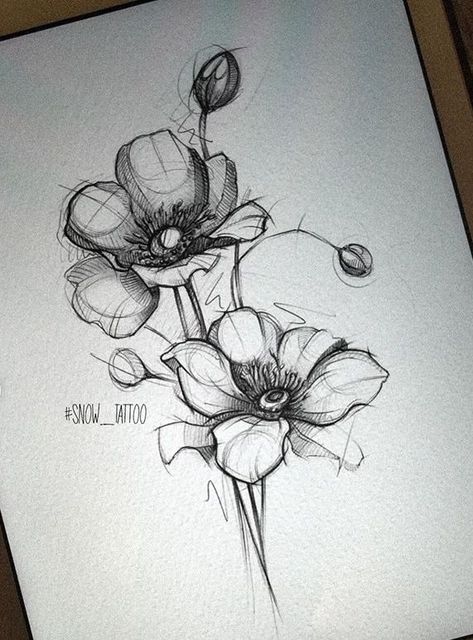 Ako Kresliť, Orchid Drawing, Poppies Tattoo, Flower Art Drawing, Flower Sketches, Floral Drawing, Desenho Tattoo, Spine Tattoos, Flower Tattoo Designs