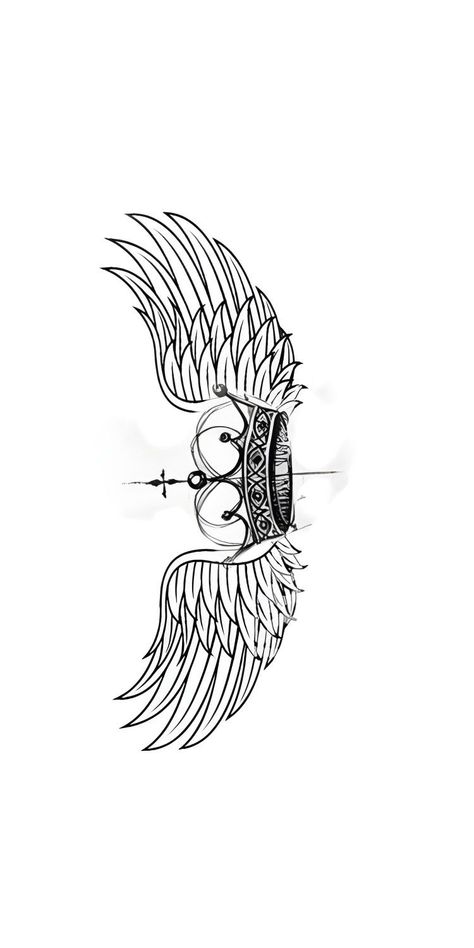 Wings Tattoo On Chest Men, Neck Wing Tattoo Men, Forarm Tattoos Design, Crown With Wings Tattoo For Men, Wing And Crown Tattoo, Men Neck Tattoo Design, Back Of Neck Tattoo Men Design, Mens Wing Tattoo, Wings Crown Tattoo