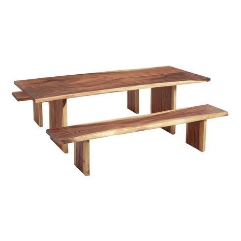 Sansur Rustic Pecan Live Edge Wood Dining Table - World Market World Market Dining Table, Live Edge Wood Dining Table, Modern Farmhouse Dining Table, Contemporary Dining Room Sets, Dining Room Furniture Sets, Dining Room Contemporary, Live Edge Dining Table, Rustic Dining Room, Live Edge Wood