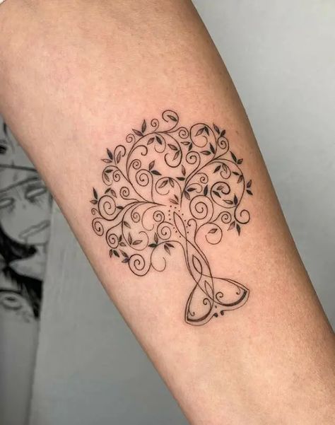 61 Mighty Tree Tattoo Designs Ideas- Finding Serenity in Nature’s Canopy - Psycho Tats Upper Arm Tree Tattoos For Women, Irish Tree Tattoo, Peace Tree Tattoo, Hawthorne Tree Tattoo, Tree Of Life Tattoo Fine Line, Grounding Tree Of Life Tattoo, Fine Line Tree Of Life Tattoo, Family Tree Tattoos For Women, Earth Goddess Tattoo Divine Feminine