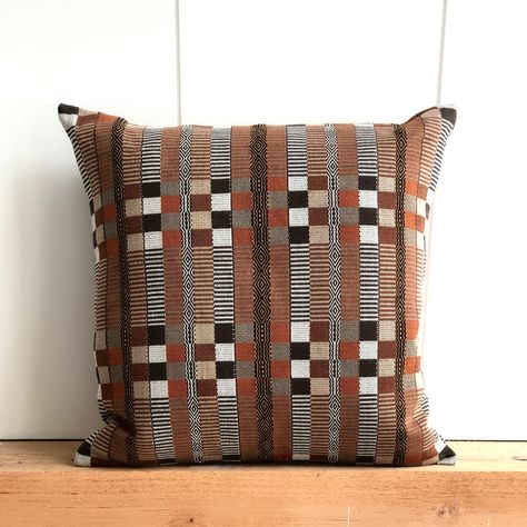 "Our cotton acrylic pillow covers are handwoven on a vintage loom in the heart of the Andes and finished in our \"Apresto Taller\" workshop in Ecuador.  They have a hidden zipper closure on the back and work well both inside and outside, offering a splash of colour and comfort to your boho cottage or home decor. We have four different colour patterns to choose from." Modern Quilted Pillow Covers, Brown Throw Pillow, Alpaca Blanket, Plaid Pillow, Boho Cottage, Patchwork Pillow, Weaving Textiles, Designer Throws, Pine Forest