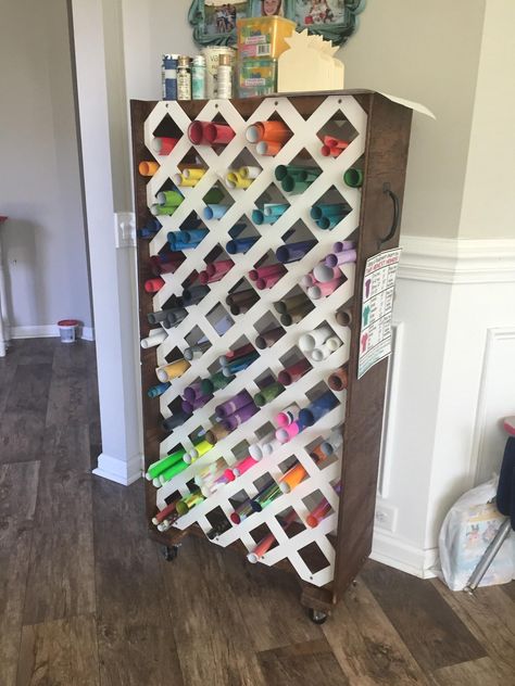 Ways To Store Vinyl Rolls, Cricut Roll Storage, Cricut Craft Room Ideas On A Budget, Cricut Vinyl Storage, Cricut Room, Cricut Organization, Craft Room Ideas On A Budget, Cricut Storage, Scrapbook Room Organization