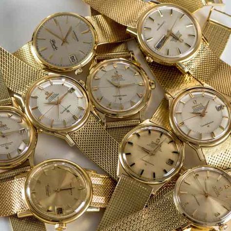 Omega Gold Watch, Omega Watch Vintage, Jaeger Lecoultre Watches, Best Watch Brands, Timeless Watches, Mens Watches Leather, Omega Constellation, Vintage Omega, Vintage Watches For Men