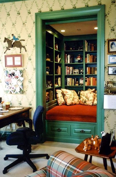 The Best Reading Nooks to Escape Into Closet Into Book Nook, Small Closet Library Ideas, Small Closet Turned Into Reading Nook, Reading Nook Diy Corner, Decorating A Nook Area, Luxury Reading Nook, Making A Reading Nook, Rv Reading Nook, Closet To Nook Conversion