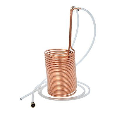 Artisan Wort Chiller with Vinyl Tubing Size: 13.75" H x 9.25" W x 9.25" D Laundry Faucet, Diy Whiskey, Alcohol Still, Whiskey Still, Home Brewing Beer, Water Into Wine, Entertainment Bar, Copper Tubing, Steel House