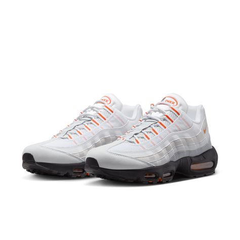 Taking inspiration from the human body and '90s athletics aesthetics, the Air Max 95 mixes unbelievable comfort with fast-paced style. The wavy side panels add natural flow to any outfit, while visible Nike Air in the heel and forefoot delivers performance comfort. Benefits:The upper draws inspiration from the human body: The midsole represents the spine, the graduated panels are the muscles and the laces are the shoe's ribs.Originally designed for performance running, Air cushioning in the hee… 95 Air Max Shoes, Style Sportif, Air Max Shoes, Nike Air Max 95, Air Max 95, The Human Body, Muscles, Air Max, Nike Air Max