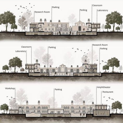 Section Sheets Architecture, Architectural Elevation Presentation, Architecture Sheet Presentation Photoshop, Architecture Section Render Photoshop, Architectural Plans Presentation, Architectural Section Render, Plan Sheets Architecture, Section Rendering Architecture, Elevation Architecture Presentation