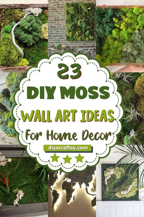 DIY Moss Wall Art Ideas Moss Artwork Wall Art, Moss Pictures Wall Art, Live Wall Art, Moss Accent Wall, Moss Picture Frame Diy, Moss Board, Diy Moss Wall Art, Diy Moss Wall, Living Wall Diy