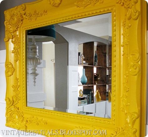 Chunky Mirror, Dream House Entrance, Dressers Furniture, Store Mirror, Room Mirrors, Yellow Mirror, Yellow Mirrors, Painted Mirror, Yellow Frame