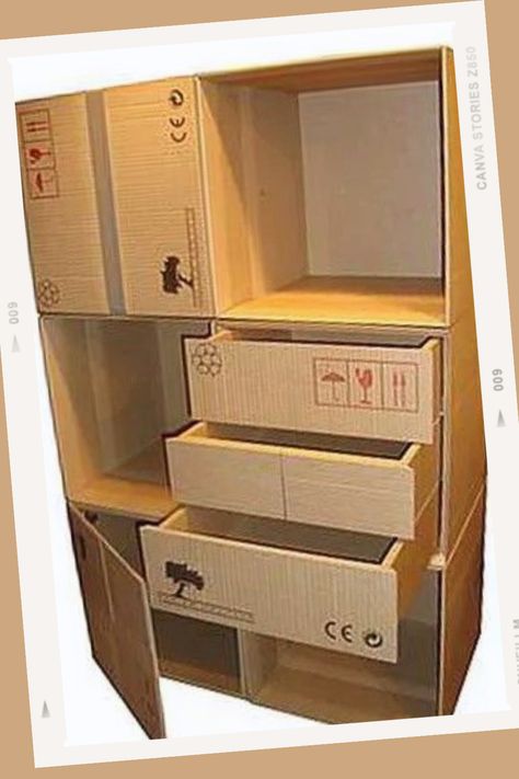 Cardboard Box Storage, Cardboard Furniture Design, Diy Karton, Carton Diy, Cardboard Recycling, Cardboard Storage, Cardboard Crafts Diy, Cardboard Design, Easy Diy Room Decor