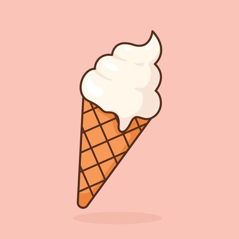 Cute vanilla ice cream cartoon icon vector illustration. Desserts and Sweet Foods Flat Design icon concept. Vector flat outline icon Ice Cream Cartoon, Ice Cream Illustration, Flat Design Icon, Sweet Foods, Food Doodles, Design Icon, Cityscape Photos, Logo Banners, Cartoon Icons