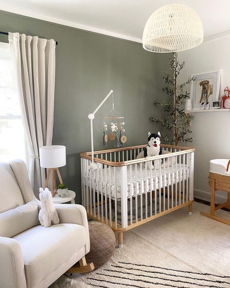 Sage And Beige Nursery, Safari Theme Nursery Boys, Baby Boy Nursery Sage Green, Sage Baby Room, Sage Green Nursery Boy, Sage Green Baby Room, Sage Green Baby Nursery, Nursery Ideas Small Room, Green Boy Nursery