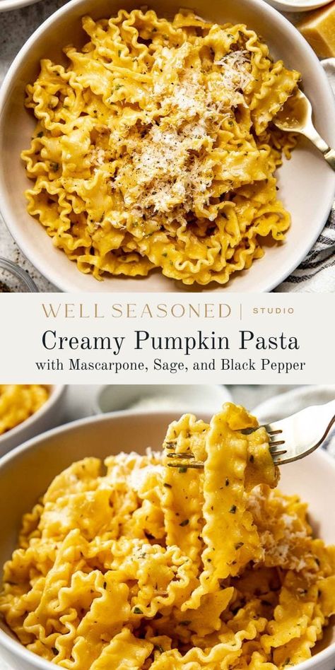 Impossibly Creamy Pumpkin Pasta with Sage Pumpkin Sage Sauce, Fall Pasta Sauce, Fresh Pumpkin Recipes, Creamy Pumpkin Pasta, Pumpkin Pasta Recipe, Autumn Pasta Recipes, Pumpkin Pasta Sauce, Fun Foods To Make, Fall Pasta