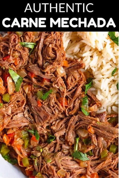 Carne Mechada is flavorful, tender shredded beef perfect for tacos, arepas or on a plate of Pabellon Criollo. This amazing beef is slow-cooked and finished on the stove top to sear in the flavor. South American Recipes, American Recipes, Easy Summer Meals, Shredded Beef, Crockpot Recipes Slow Cooker, Quick Lunches, Global Recipes, Slow Cooked, Mexican Recipes