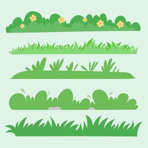 Vector grass borders decorative green co... | Premium Vector #Freepik #vector Green Grass Illustration, Vector Grass, Cartoon Grass, Grass Clipart, Grass Drawing, Grass Illustration, Grass Vector, Mural Paintings, Grass Painting