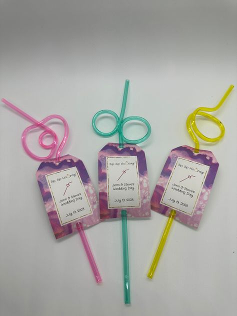 These adorable personalized straws make the best wedding party favors for kids. Add these to your wedding activity packs or kid table wedding place settings and decor! These say, Sip Sip Hooray, Add Your Name and Wedding Day! Assorted colored crazy straws, Straw Size measures 25-27cm (9.8-10.6 inches) Sign up for our email list and instantly receive a 10% off coupon code! Click on this link below or copy and paste the link into a browser to sign up and receive your coupon immediately!  https://s Kids Place Setting Wedding, Kid Activities For Wedding, Kids Wedding Favours, Wedding Activities For Kids, Kids Entertainment Wedding, Wedding Favors For Kids, Kids Table Wedding Activities, Dnd Wedding, Causal Wedding