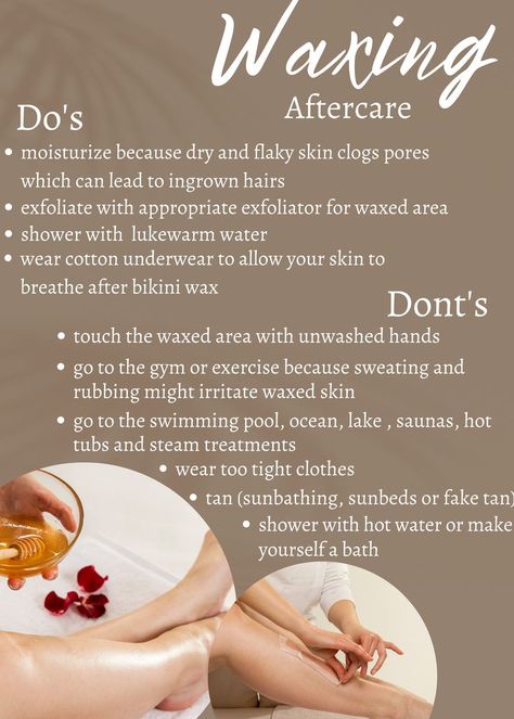 If done properly waxing aftercare can help to avoid irritation of waxed area and ingrown hairs. After Care Waxing, How To Wax Properly, Brazilian Wax Tips Aftercare, Hair Removal Waxing, Waxing Special Ideas, Waxing Aftercare Tips, Underarm Waxing Tips, How To Wax Your Private Area At Home, After Waxing Care Brazilian