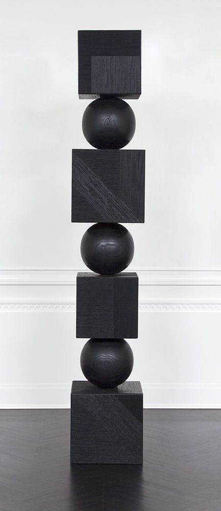 Totem Sculpture, Ebonized Wood, Geometric Sculpture, Wood Artwork, Kelly Wearstler, Diy Home Decor On A Budget, Outdoor Sculpture, Art Installation, Outdoor Wood