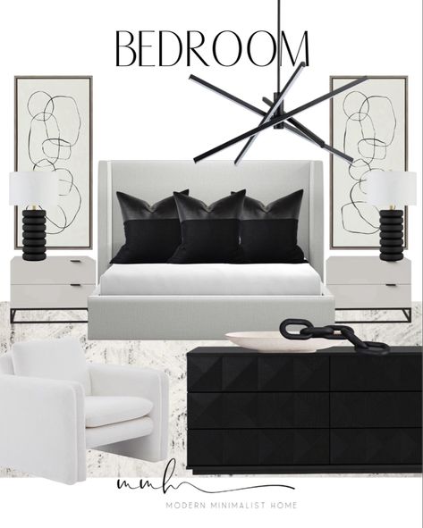 Modern black white and grey master bedroom design. bedroom // bedroom decor // bedroom furniture // bedroom Inpso // bedroom rug // bedroom inspiration // modern bedroom // bedroom dresser // master bedroom // master bedroom inspo // master bedroom decor // master bedroom furniture // master bed bedroom // primary bedroom // wayfair bedroom // home decor // modern home decor // decor // modern home // modern minimalist home // amazon home // home decor amazon // home decor 2024 // amazon home decor // wayfair // target home // target decor // home // Follow my shop @modern.minimalist.home on the @shop.LTK app to shop this post and get my exclusive app-only content! #liketkit #LTKfindsunder50 #LTKstyletip #LTKhome @shop.ltk Bedroom Inspirations Modern, Bedroom 2024, Bedroom Vibes, Apartment Stuff, Modern Minimalist Home, Bedroom Bliss, Master Decor, Master Bed, Perfect Bedroom