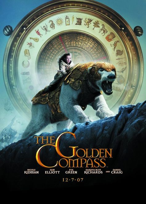 Dakota Blue Richards as Lyra Belacqua in The Golden Compass (2007) Golden Compass Movie, Dakota Blue Richards, Golden Compass, Sam Elliott, The Golden Compass, Adventure Movie, Clarence Thomas, His Dark Materials, Original Movie Posters