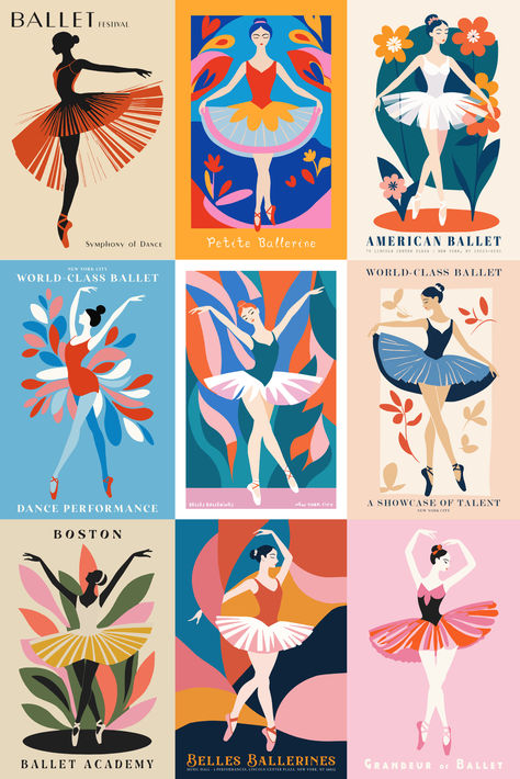 #wallart #ballet #ballerina #nurserywallart #homedecor Ballet Poster Design, Dance Poster Design, Ballerina Poster, Ballet Wall Art, Ballet Design, Dance Illustration, Dance Studio Design, Ballet Illustration, Ballerina Illustration